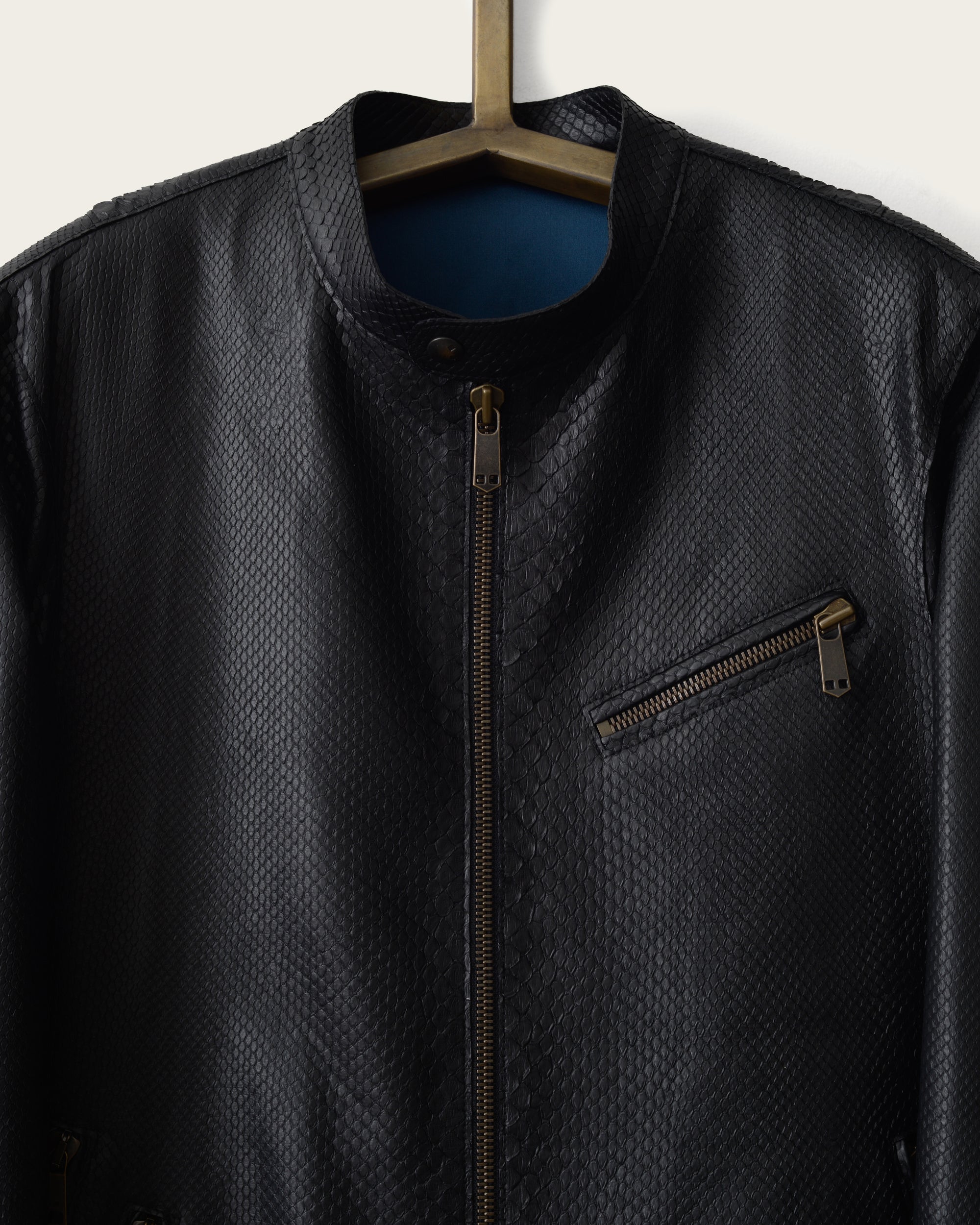 The Crest Cafe Jacket: Black Python