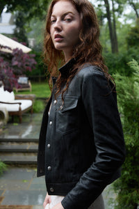 Leather jacket in grey-black