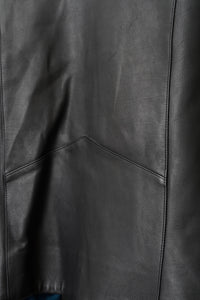 handstitched details of black leather jacket by atelier savas in nashville tennessee