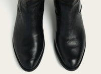 almond-toe menswear boot with zipper in black italian leather by atelier savas in nashville tennessee