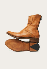 handmade brown leather boot by luxury suede shirt jacket designer atelier savas in nashville tennessee