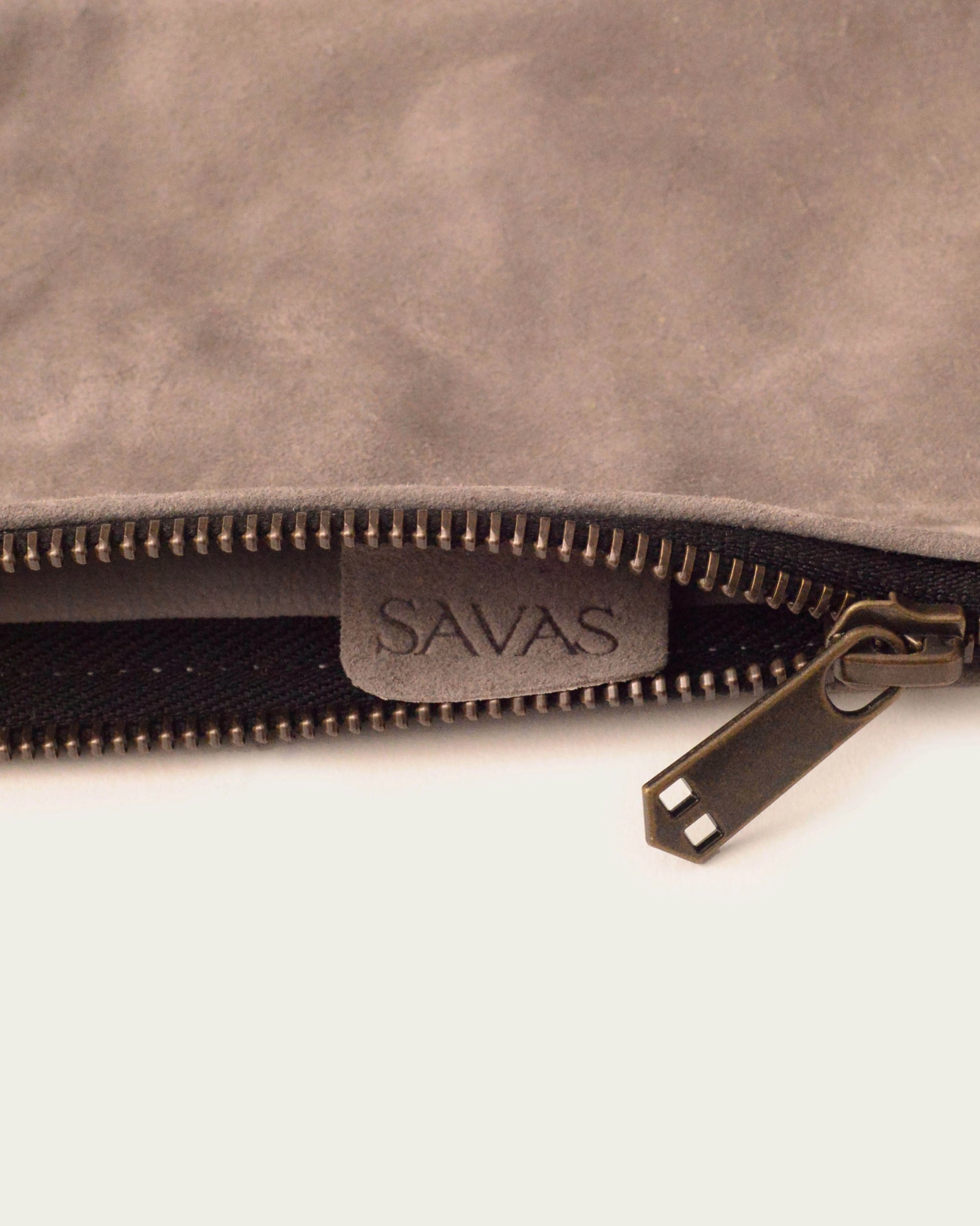 genuine suede small purse in tan by luxury shopping brand atelier savas in nashville tennessee