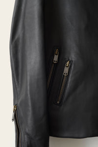 double zipper on custom men leather jacket in black by atelier savas in nashville tennessee