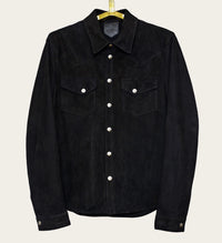 custom black suede shirt jacket by atelier savas in nashville Tennessee