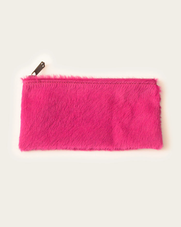bright pink calf hair clutch or purse for pop art luxury clothing by atelier savas in nashvlile tennessee