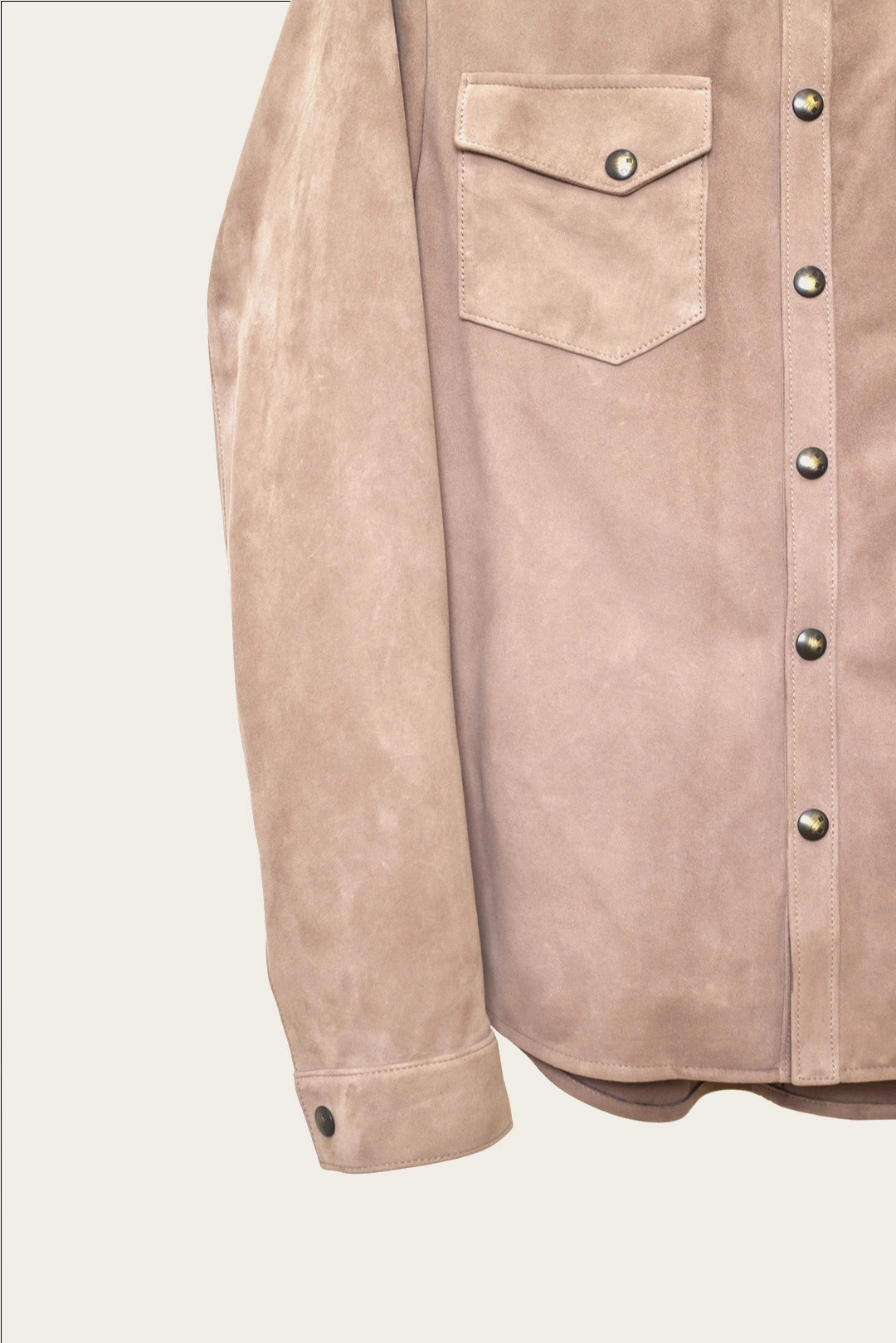tan western shirt jacket in suede by atelier savas in nashville, Tennessee