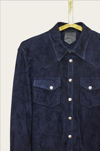 suede workshirt for men and women in navy by atelier savas in nashville tennessee
