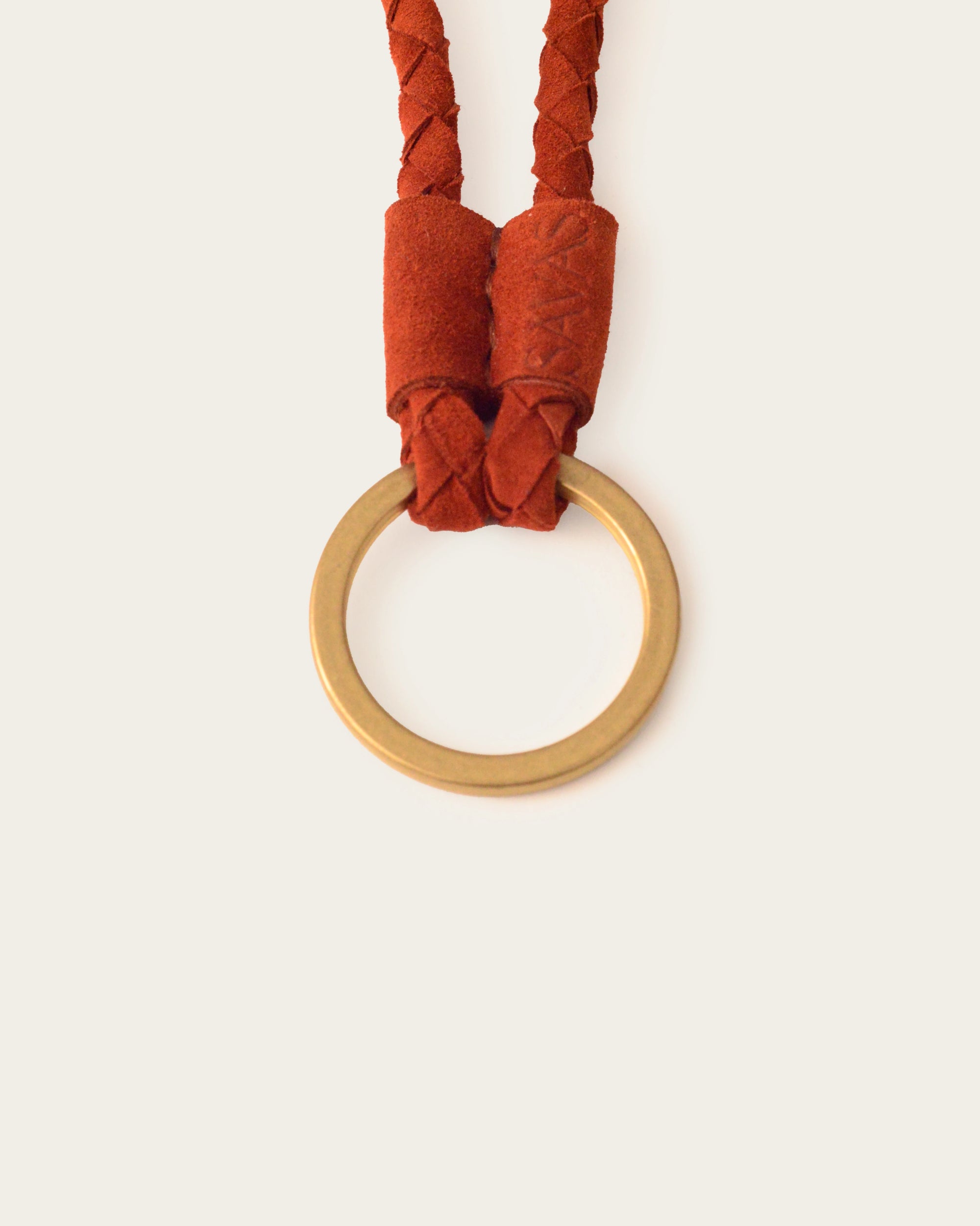 red keychain with genuine suede leather by atelier savas in nashville tennessee