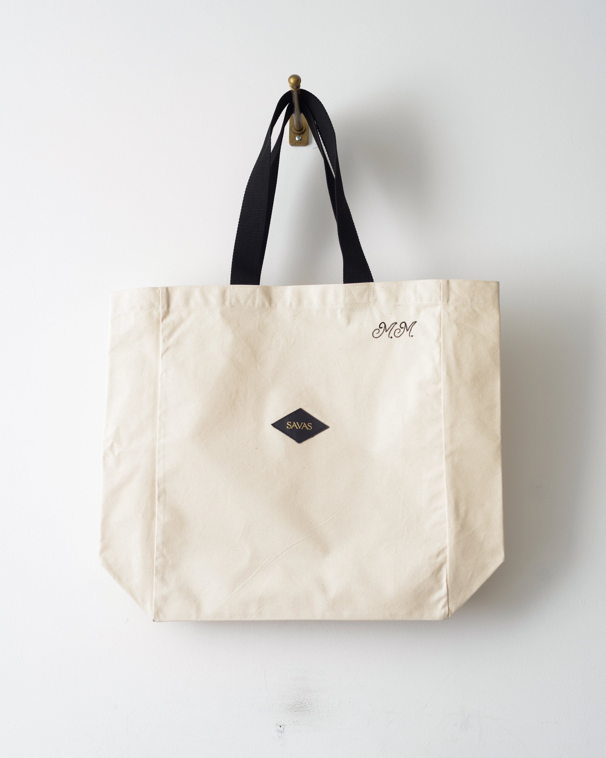 large canvas tote bag with black handle for beach or everyday designed by atelier savas in nashville tennessee for men and women