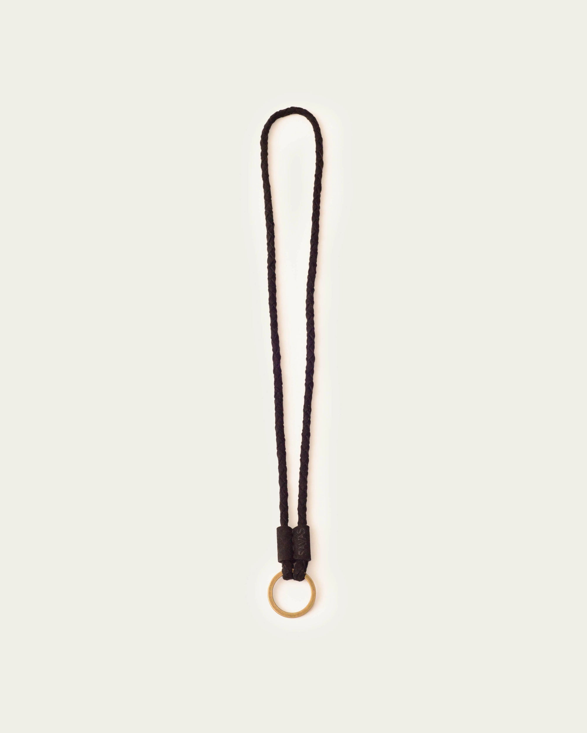 handmade leather necklace in black with keyring by atelier savas in nashville Tennessee
