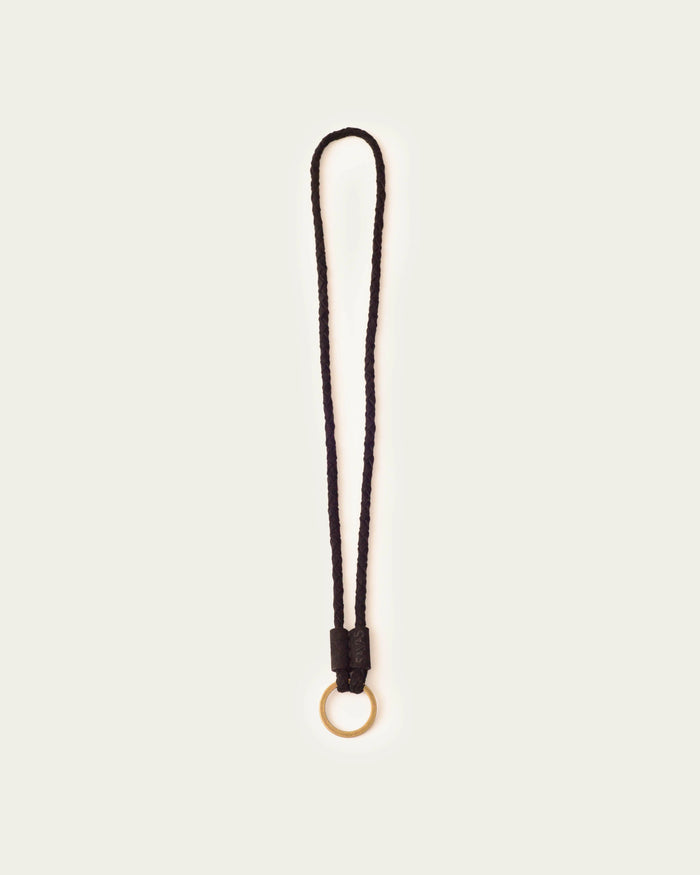 handmade leather necklace in black with keyring by atelier savas in nashville Tennessee