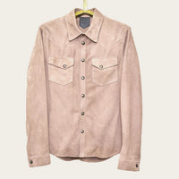 tan leather shirt jacket custom by atelier savas in nashville tennessee