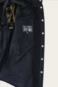 handmade black suede workshirt with snaps by atelier savas in nashville tennessee