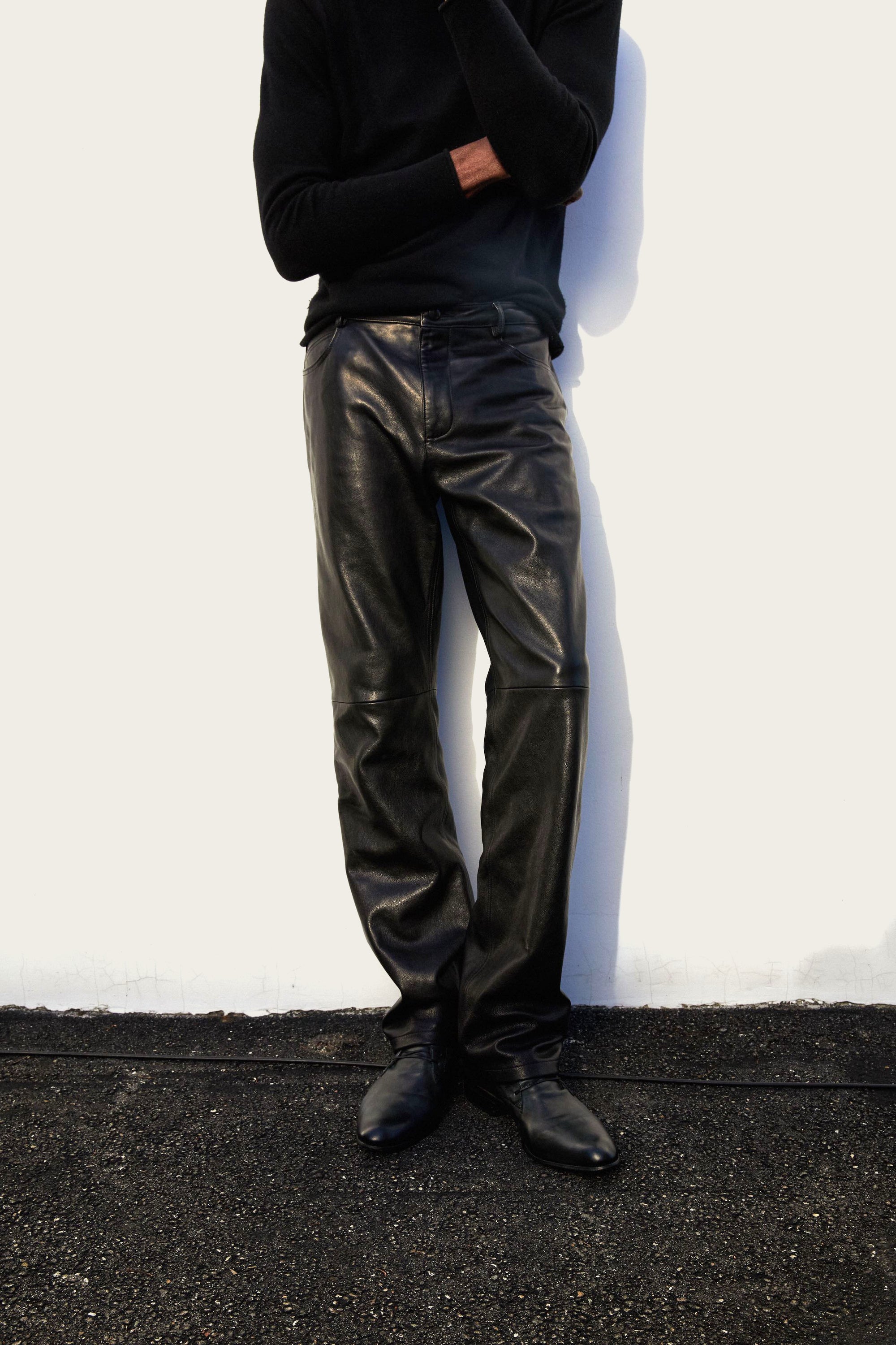artisan-made leather pant in black for men by rock and roll luxury designer atelier savas in nashville tennessee