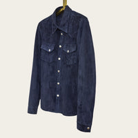 suede workshirt for men and women in navy by atelier savas in nashville tennessee