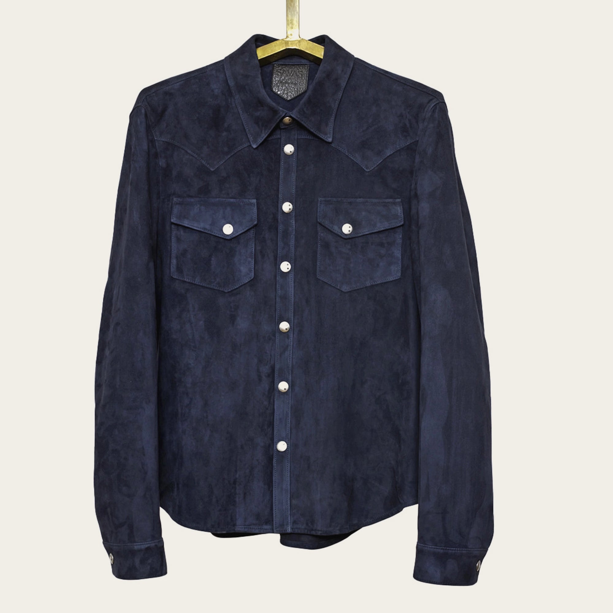 suede workshirt for men and women in navy by atelier savas in nashville tennessee