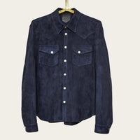 suede workshirt for men and women in navy by atelier savas in nashville tennessee