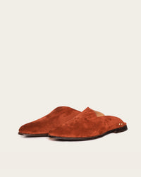 italian made custom slipper in tan suede by luxury western wear designer atelier savas in nashville tennessee