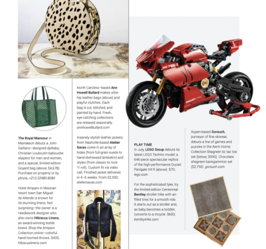 Screenshot of a page in Luxury Magazine.