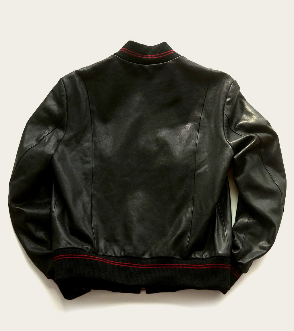 black leather bomber jacket artisan-made for men and women by luxury western wear designer savas in nashville tennessee