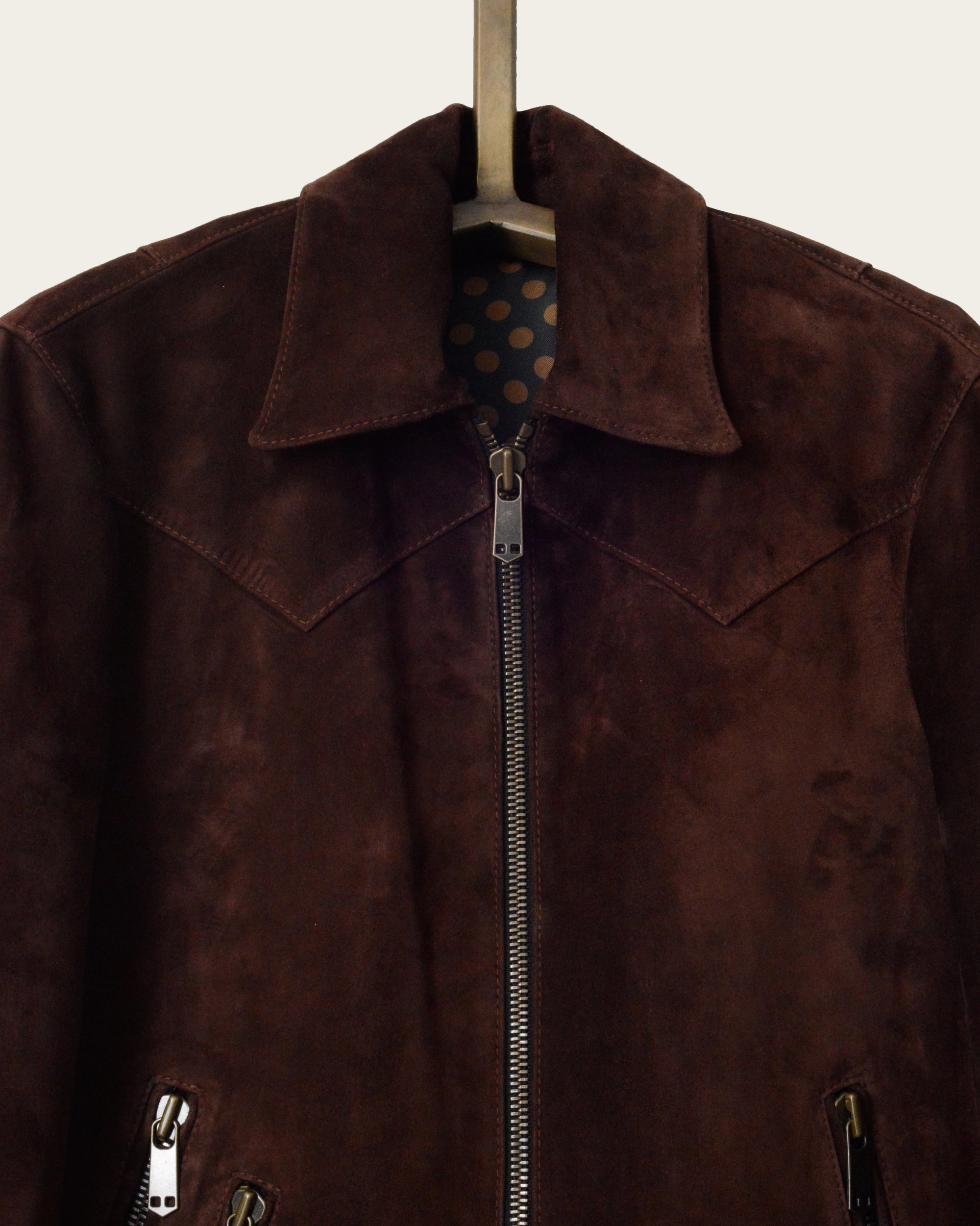 artisan-made mens outerwear in coffee brown with zipper for men and women by luxury designer savas in nashville tennessee