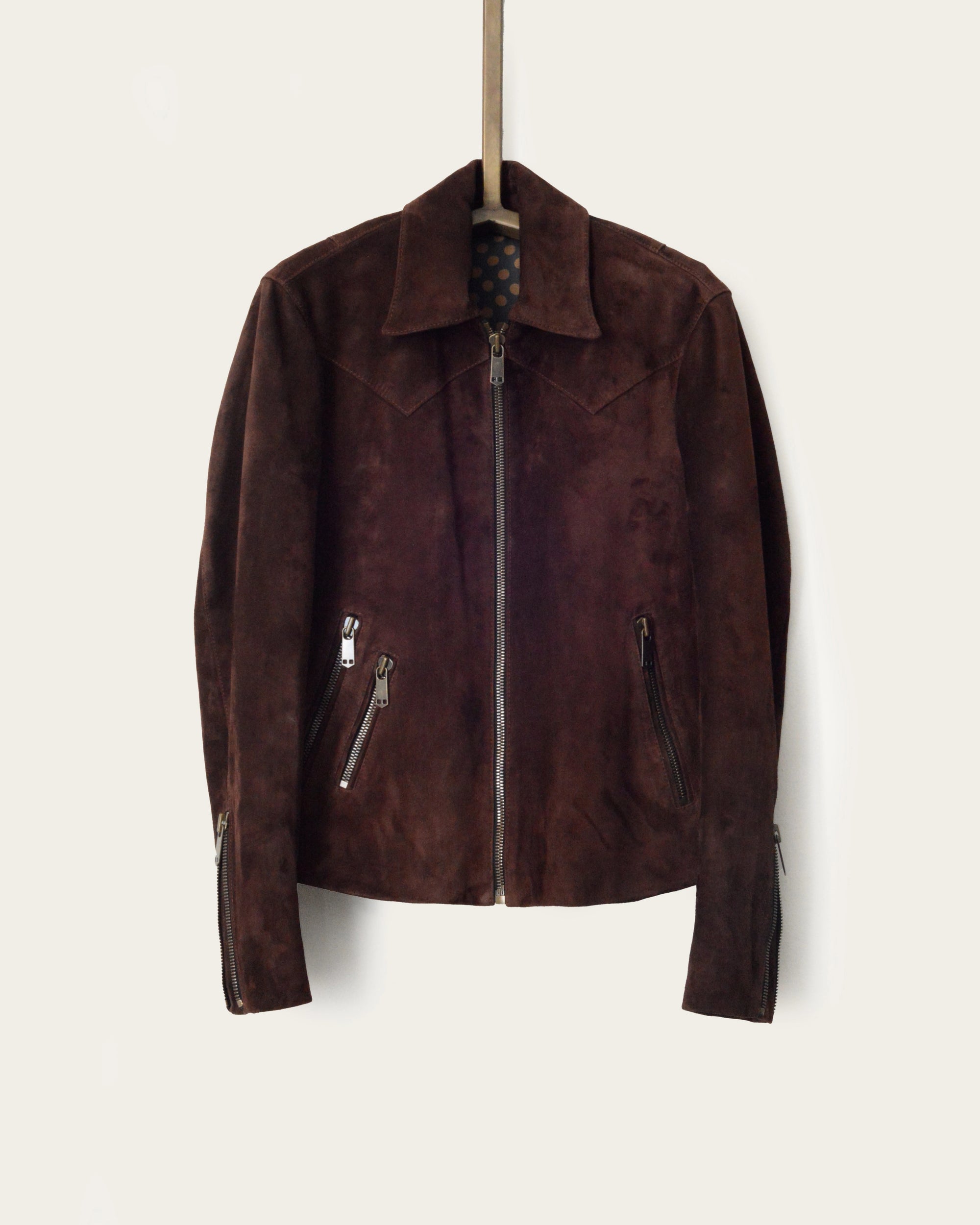 genuine suede outerwear with custom artisan-made zippers and pockets by savas in nashville tennessee