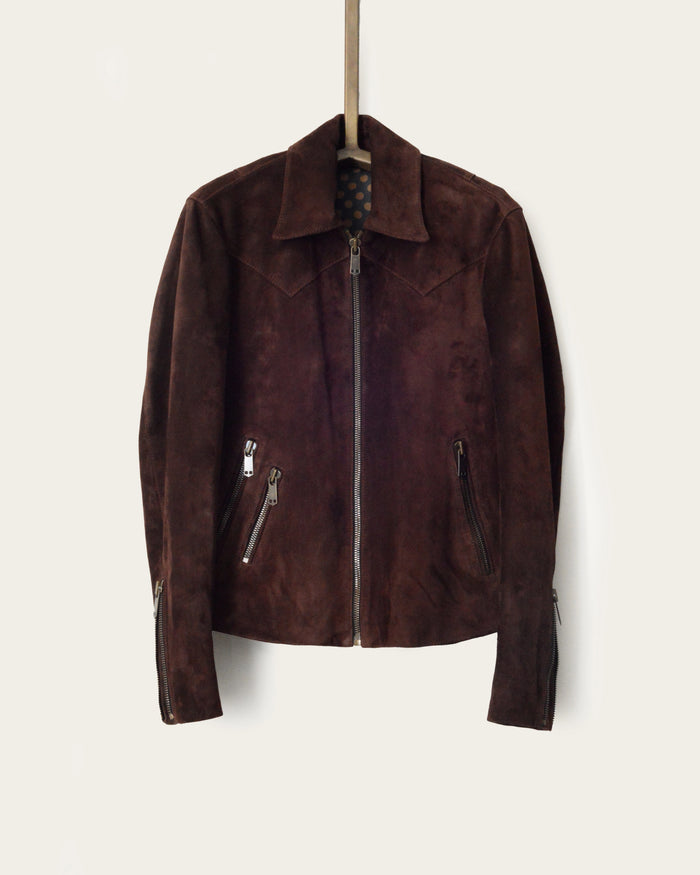 genuine suede outerwear with custom artisan-made zippers and pockets by savas in nashville tennessee