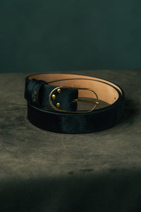 black calf hair belt with genuine leather by luxury western wear designer atelier savas in nashville tennessee