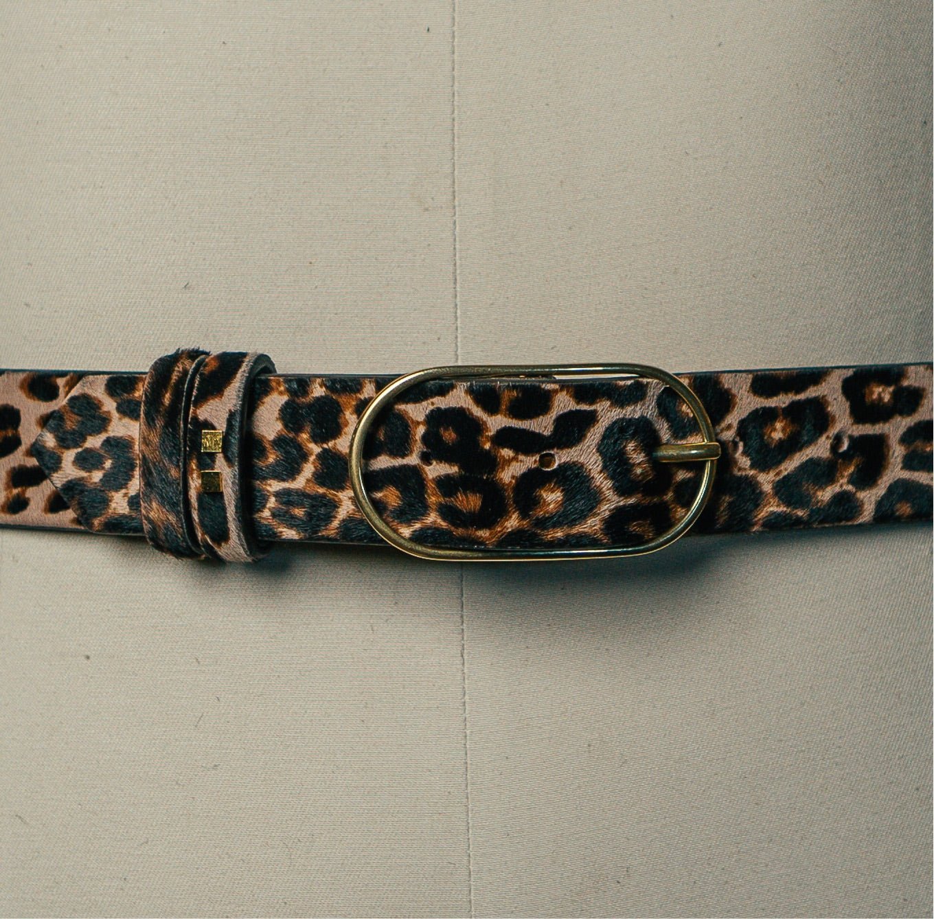 genuine calf hair belt in cheetah print handmade by atelier savas in nashville tennessee