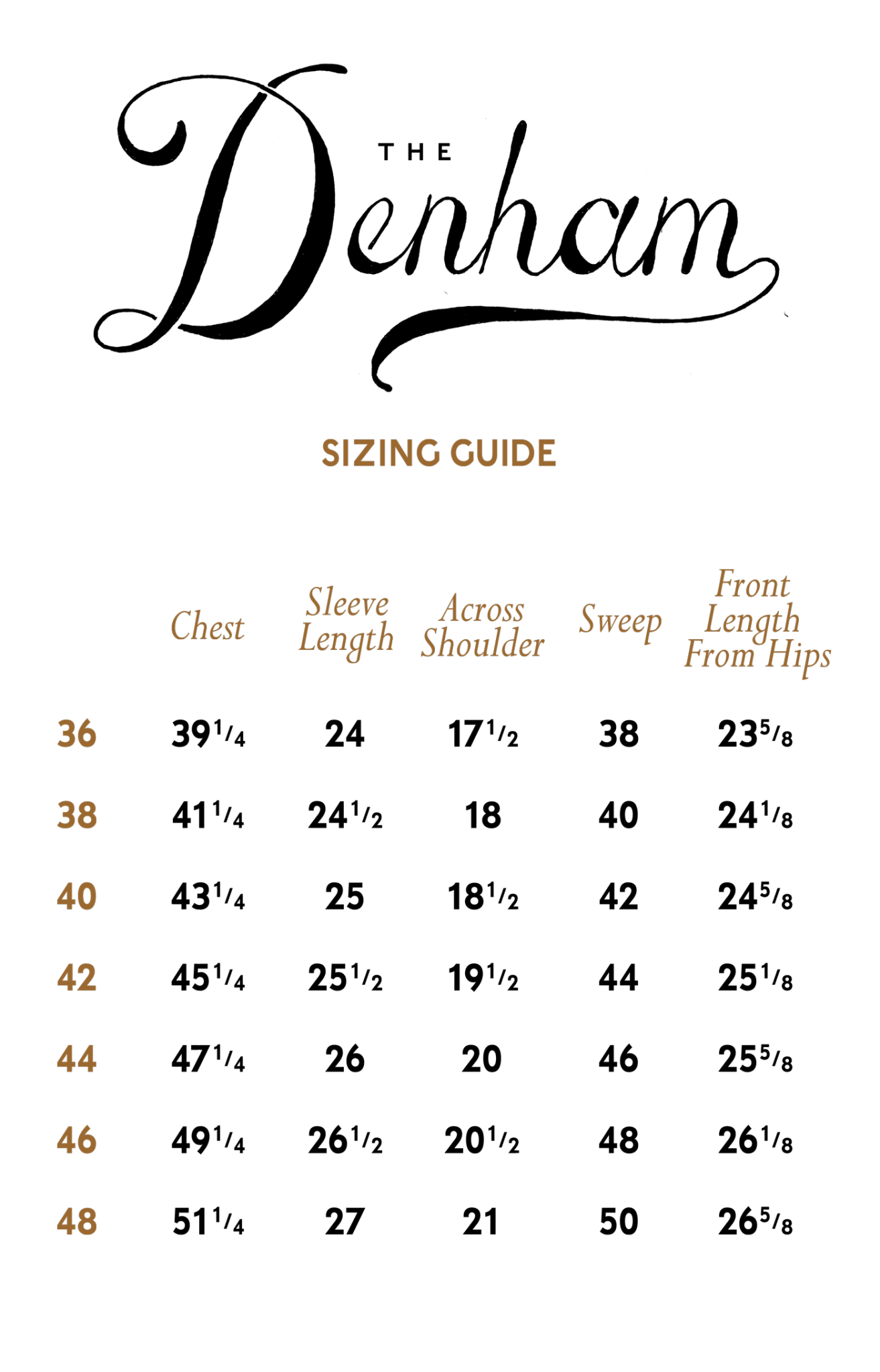 sizing guide for artisan-made jackets and apparel by luxury designer savas in nashville tennessee