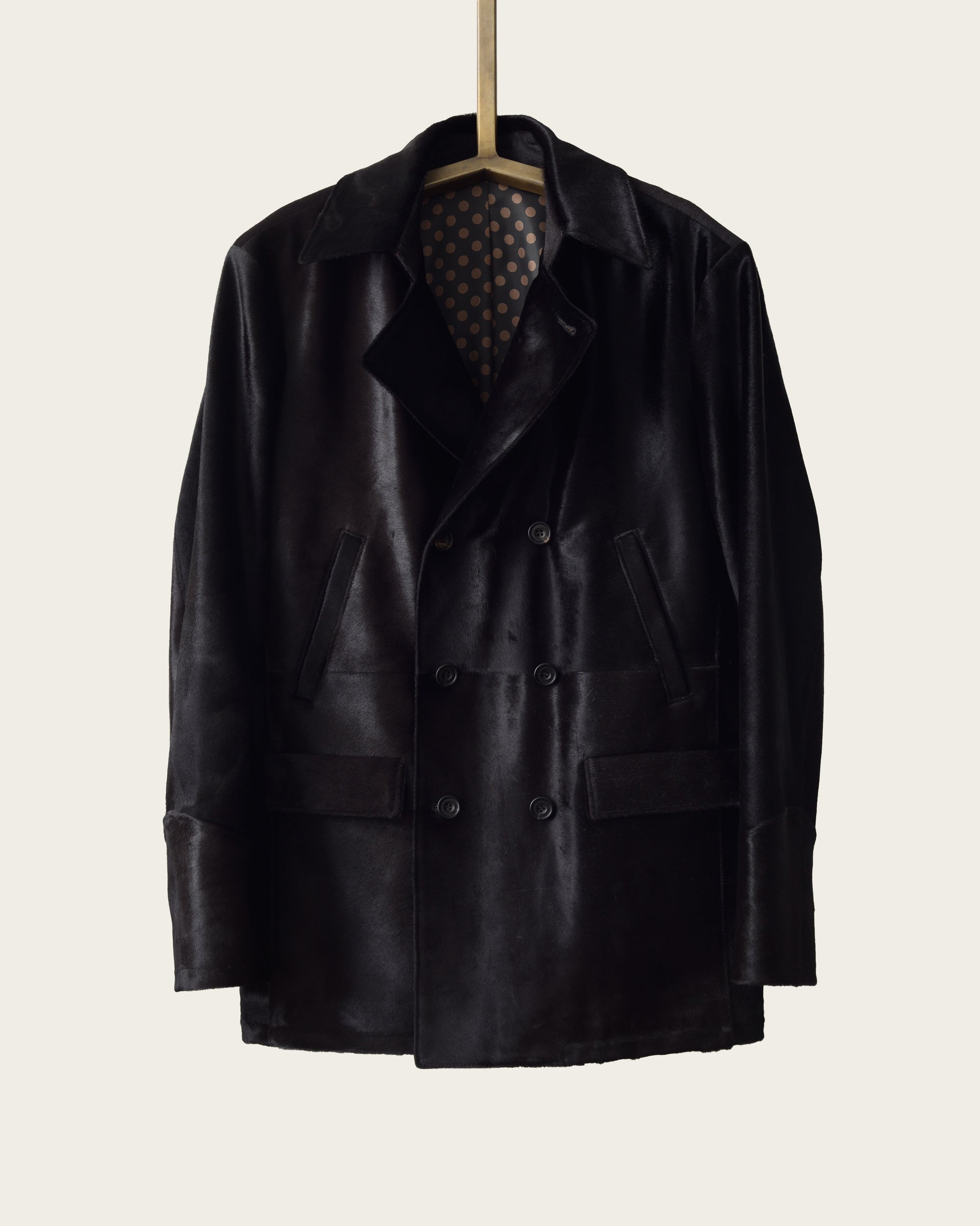 The Condor Peacoat: Cedar Brown HairCalf