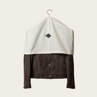 Black hanger on a beige fabric background collector sets
