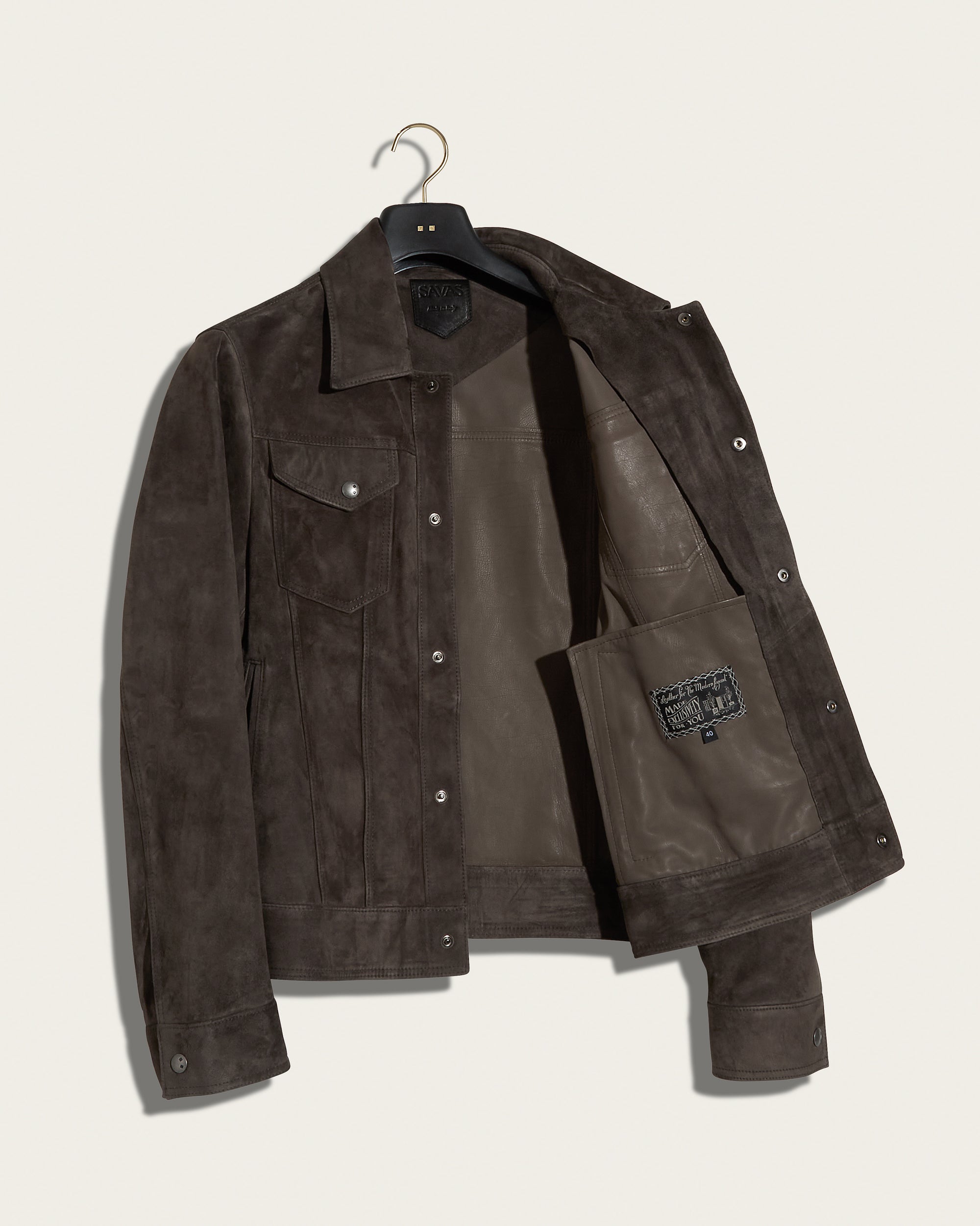 The Denham Jacket: Basalt Wedgewood Calf Suede
