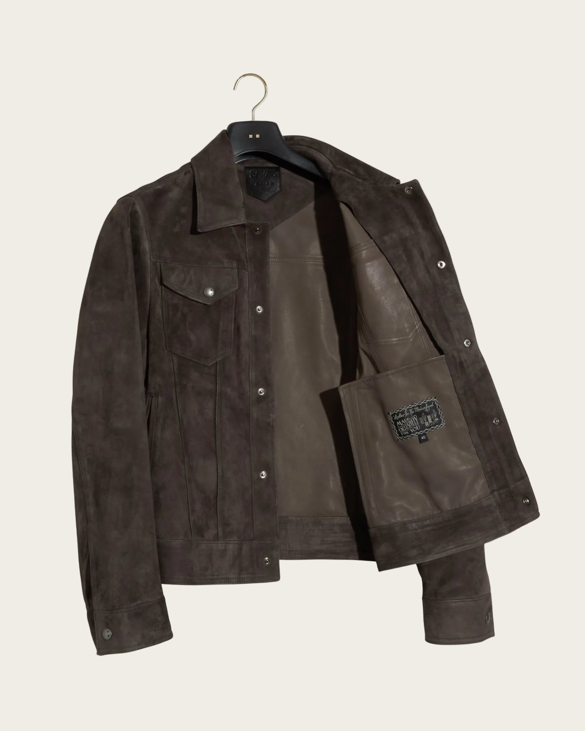 The Denham Jacket: Basalt Wedgewood Calf Suede