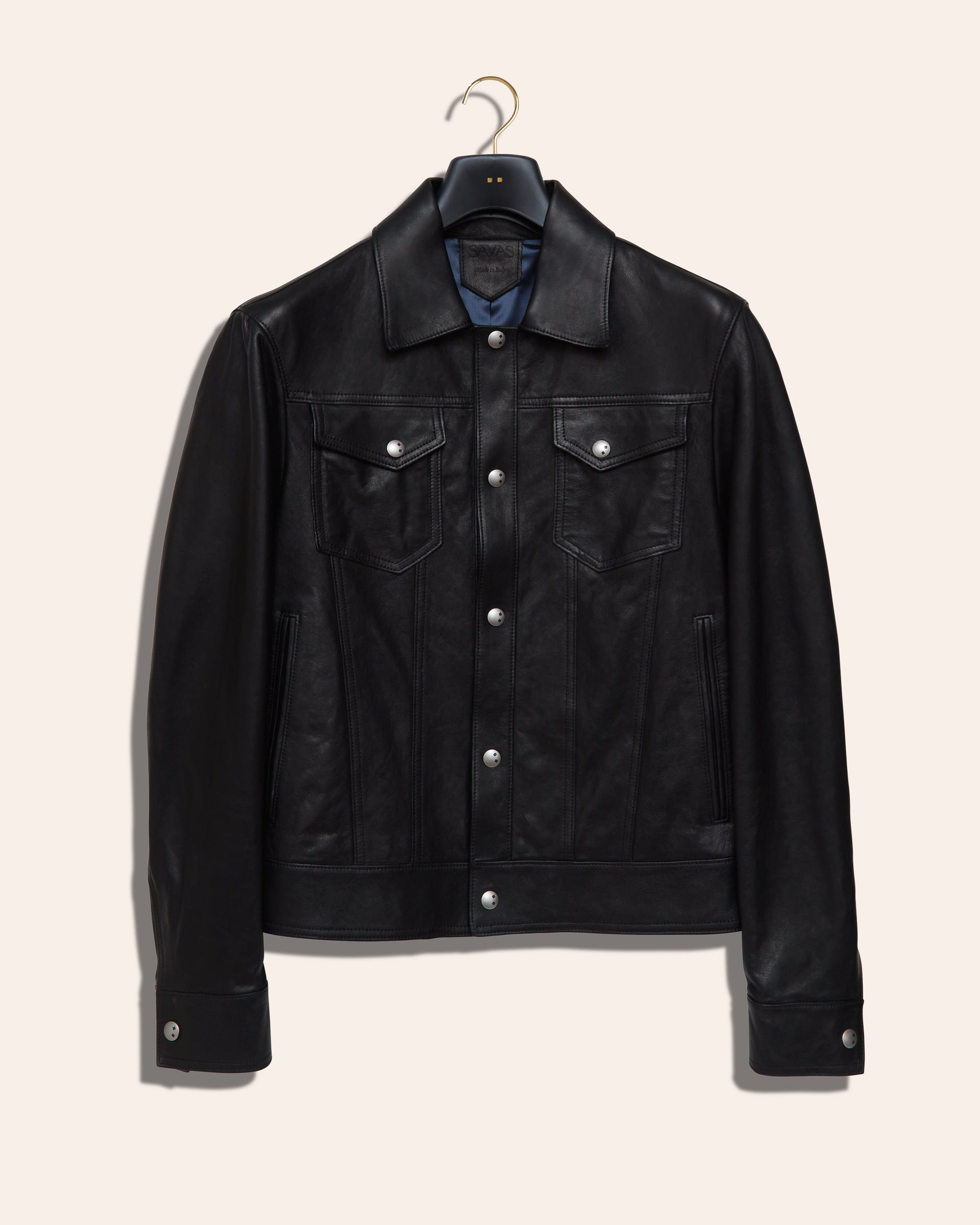 The Denham Jacket: Black Oiled Lamb