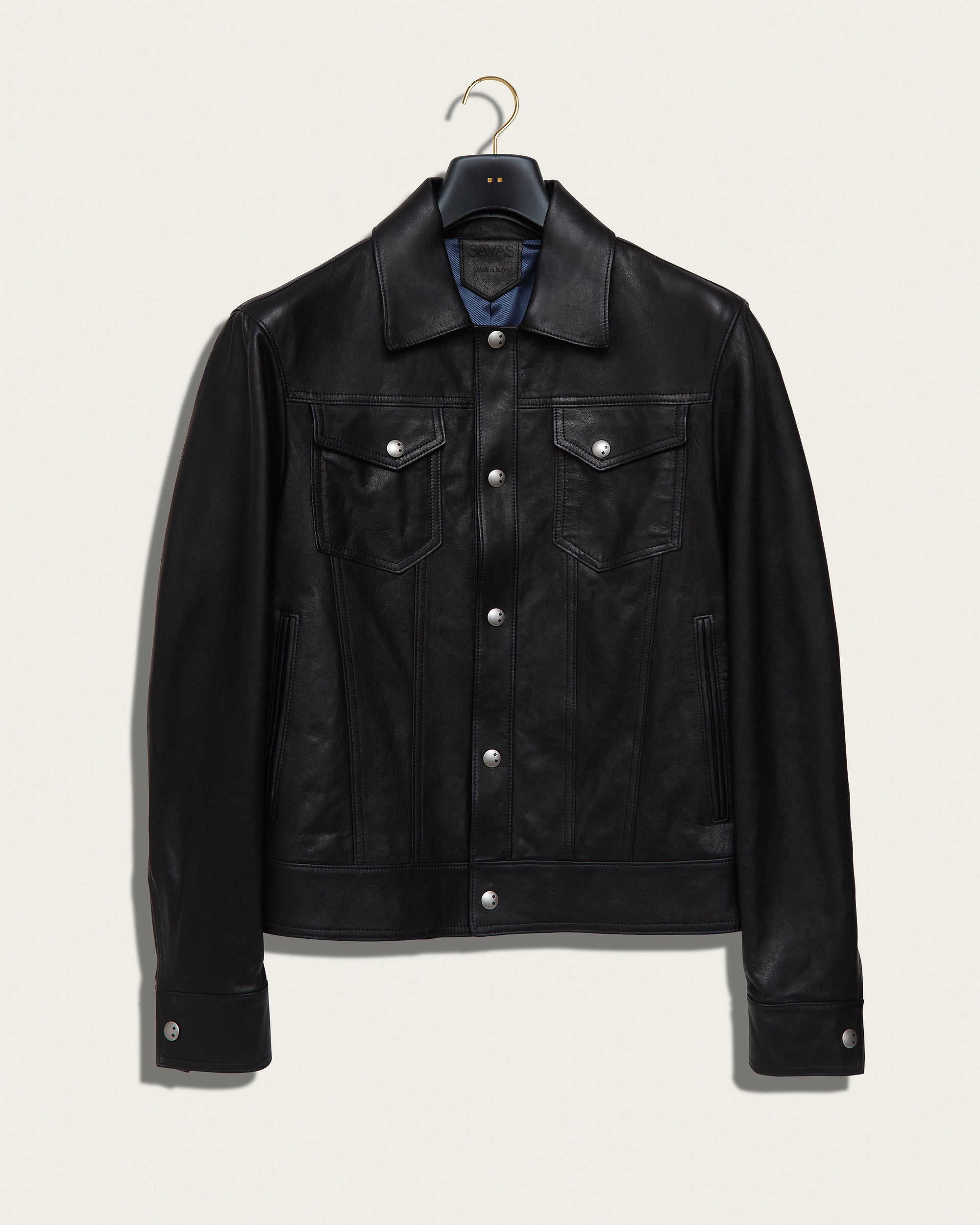 The Denham Jacket: Black Oiled Lamb
