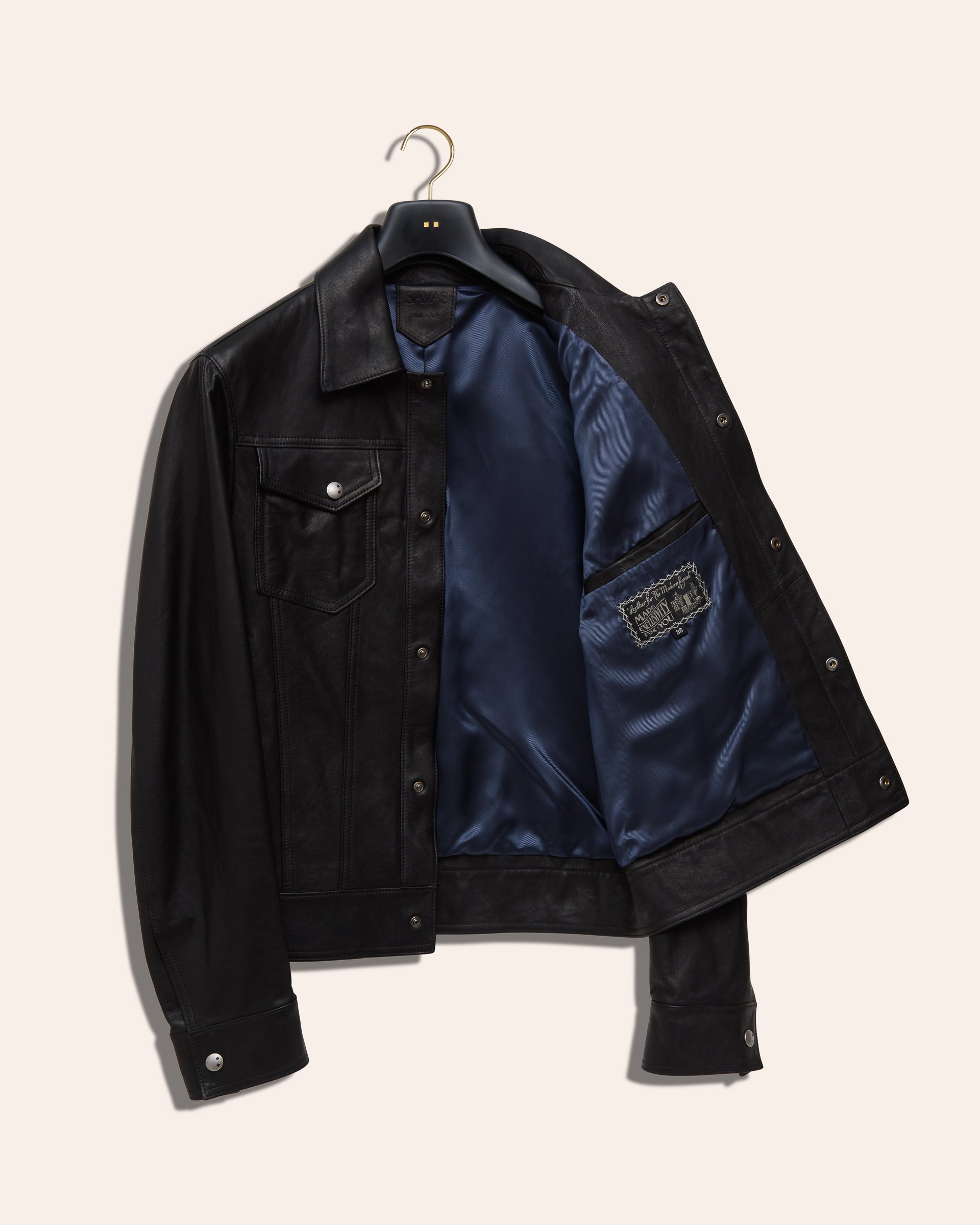 The Denham Jacket: Black Oiled Lamb