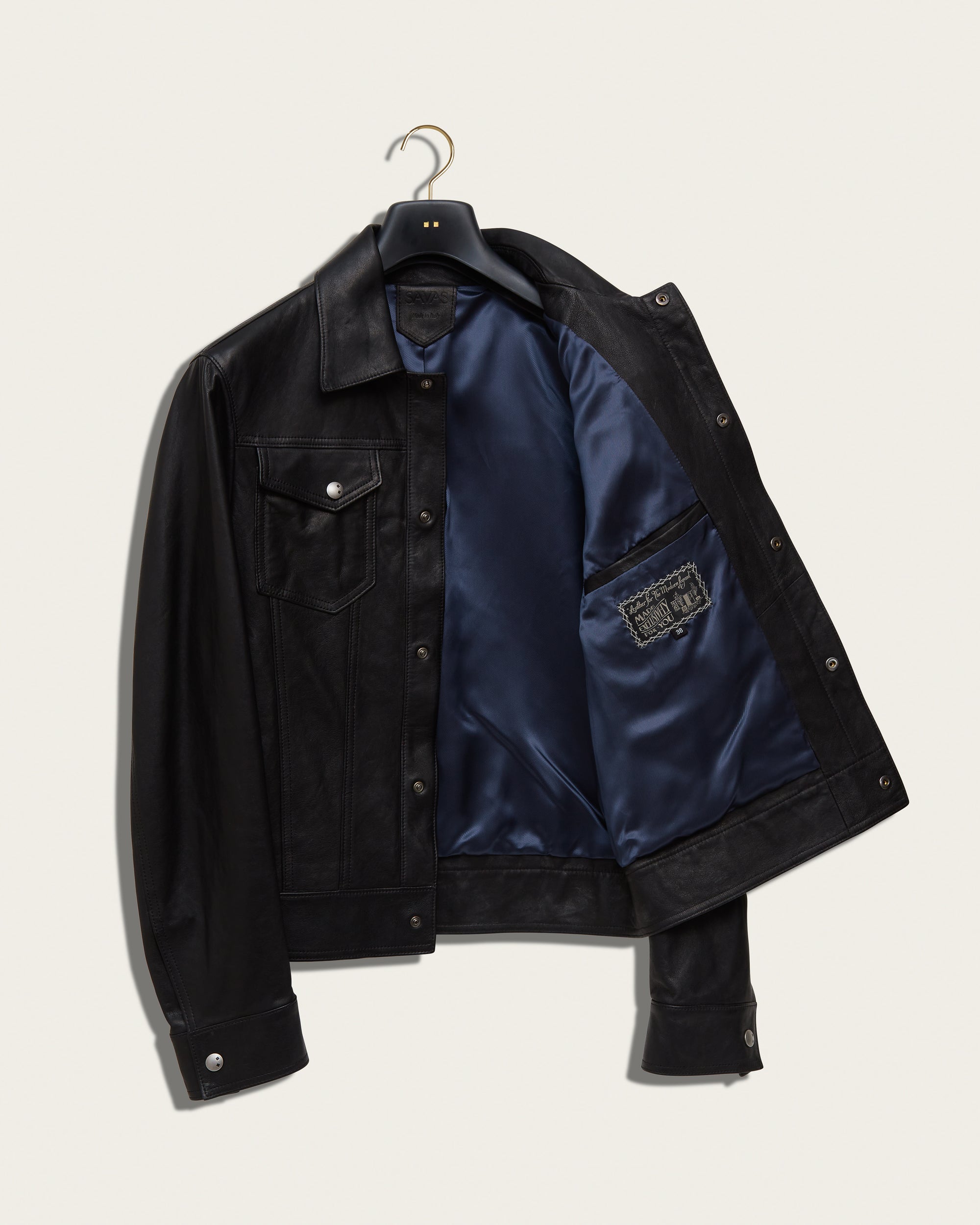 The Denham Jacket: Black Oiled Lamb