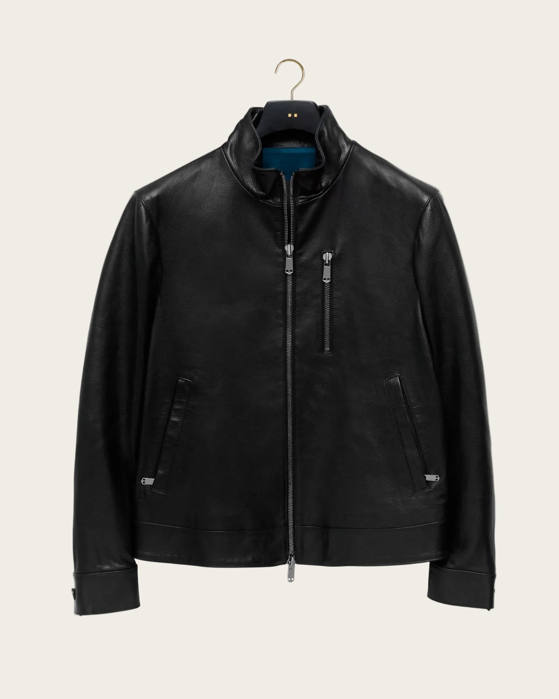 The Davis Jacket: Black Pebbled Lamb