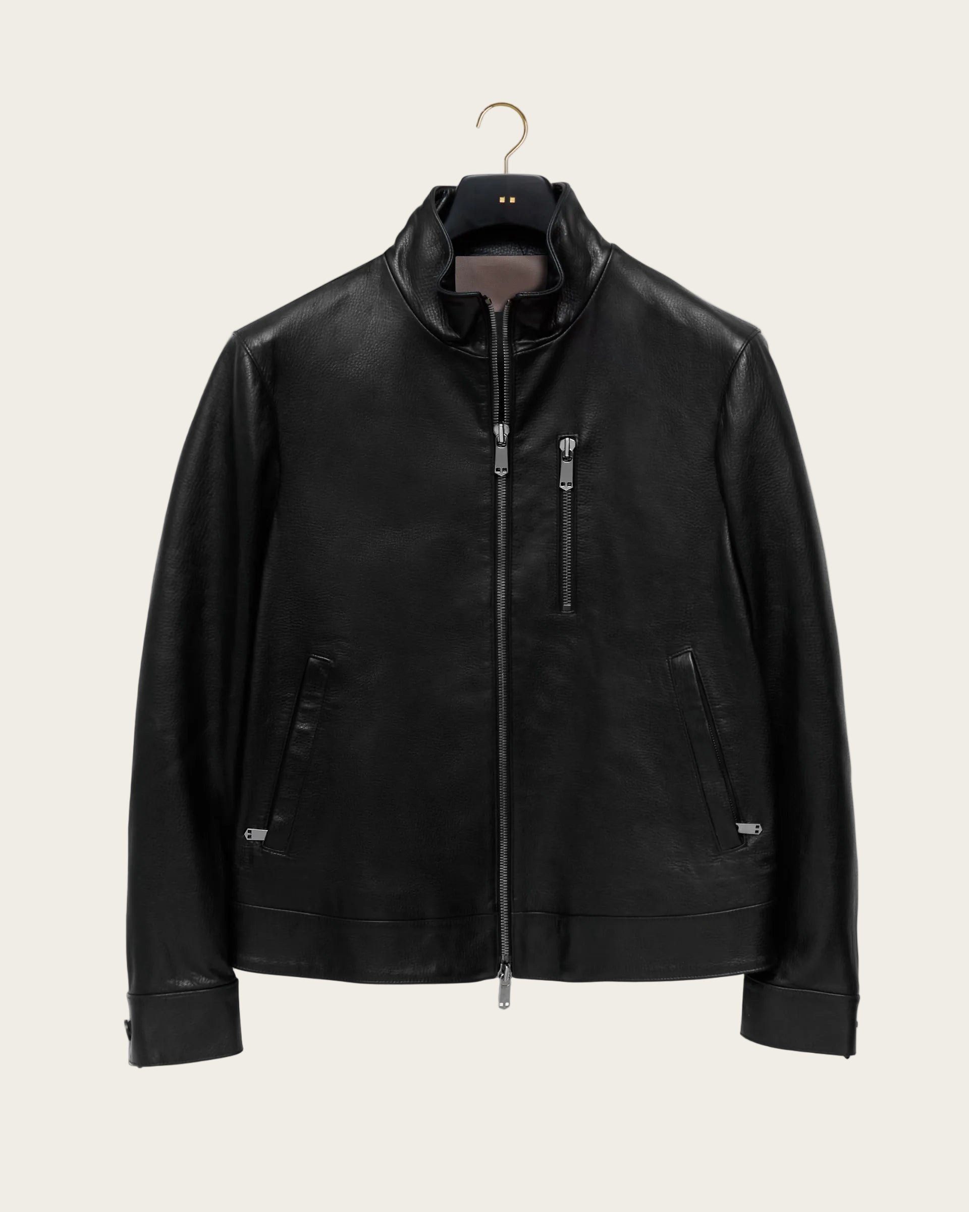 The Davis Jacket: Black Pebbled Lamb