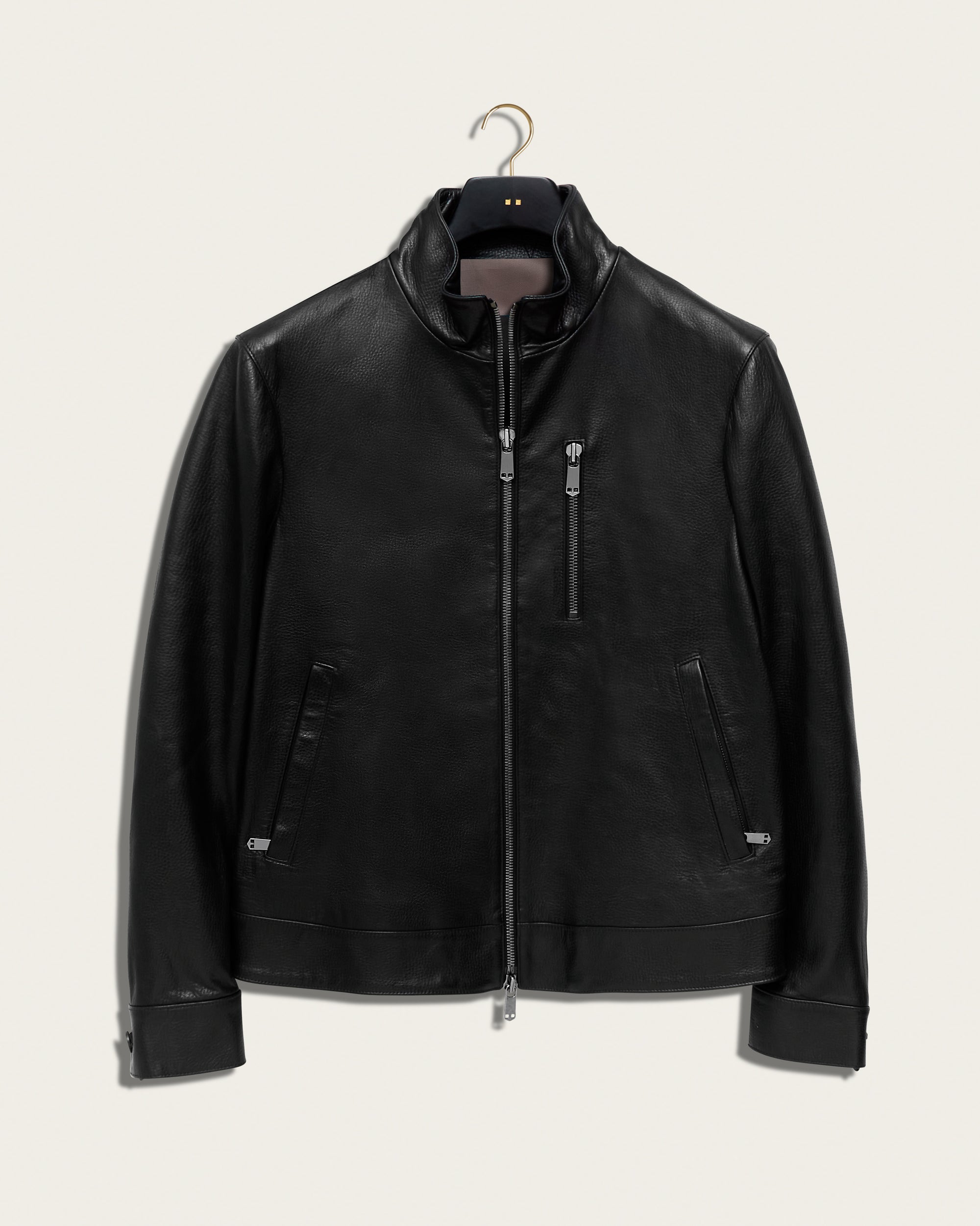 The Davis Jacket: Black Pebbled Lamb