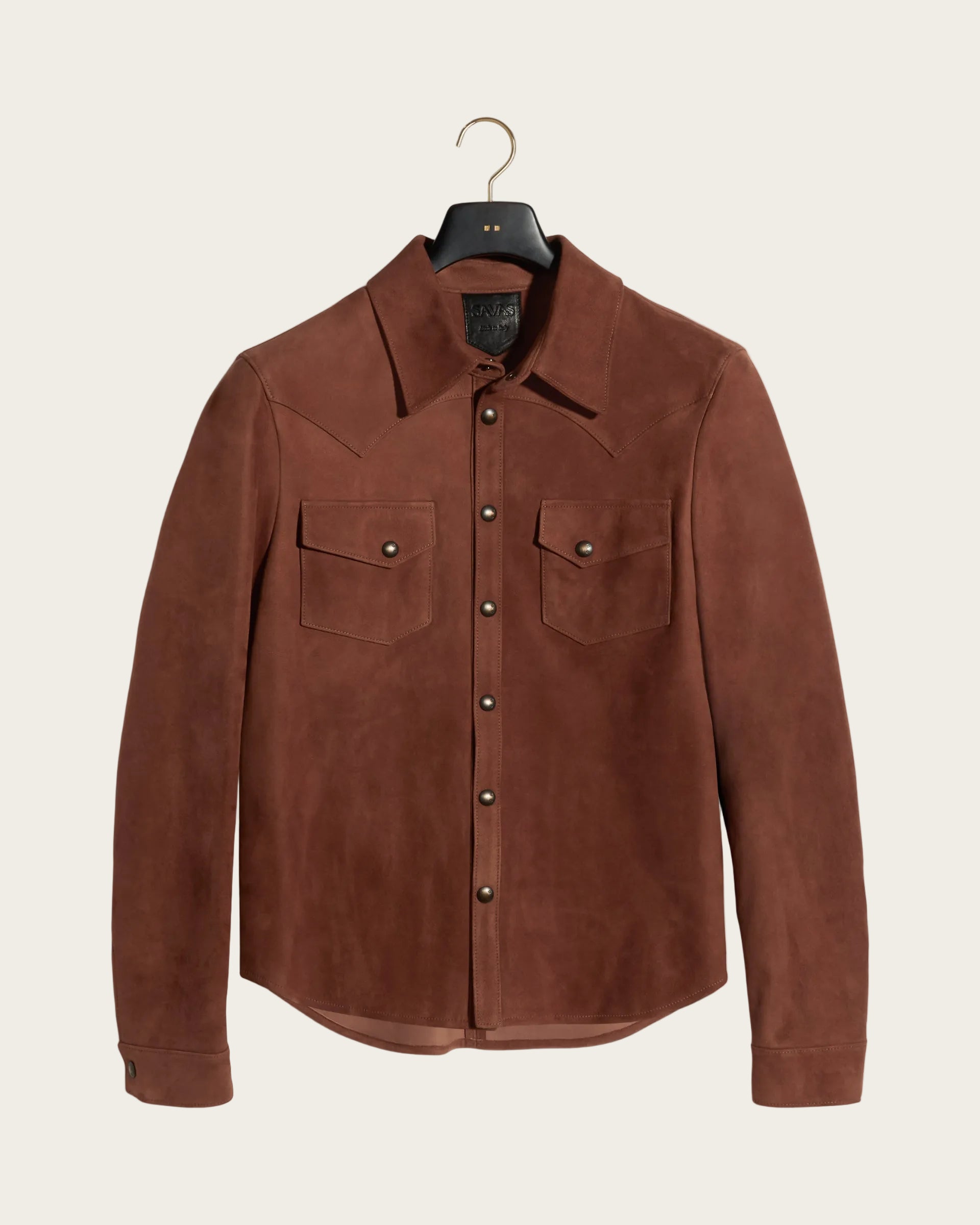 The Lowry Shirt: Terracotta Lamb Suede