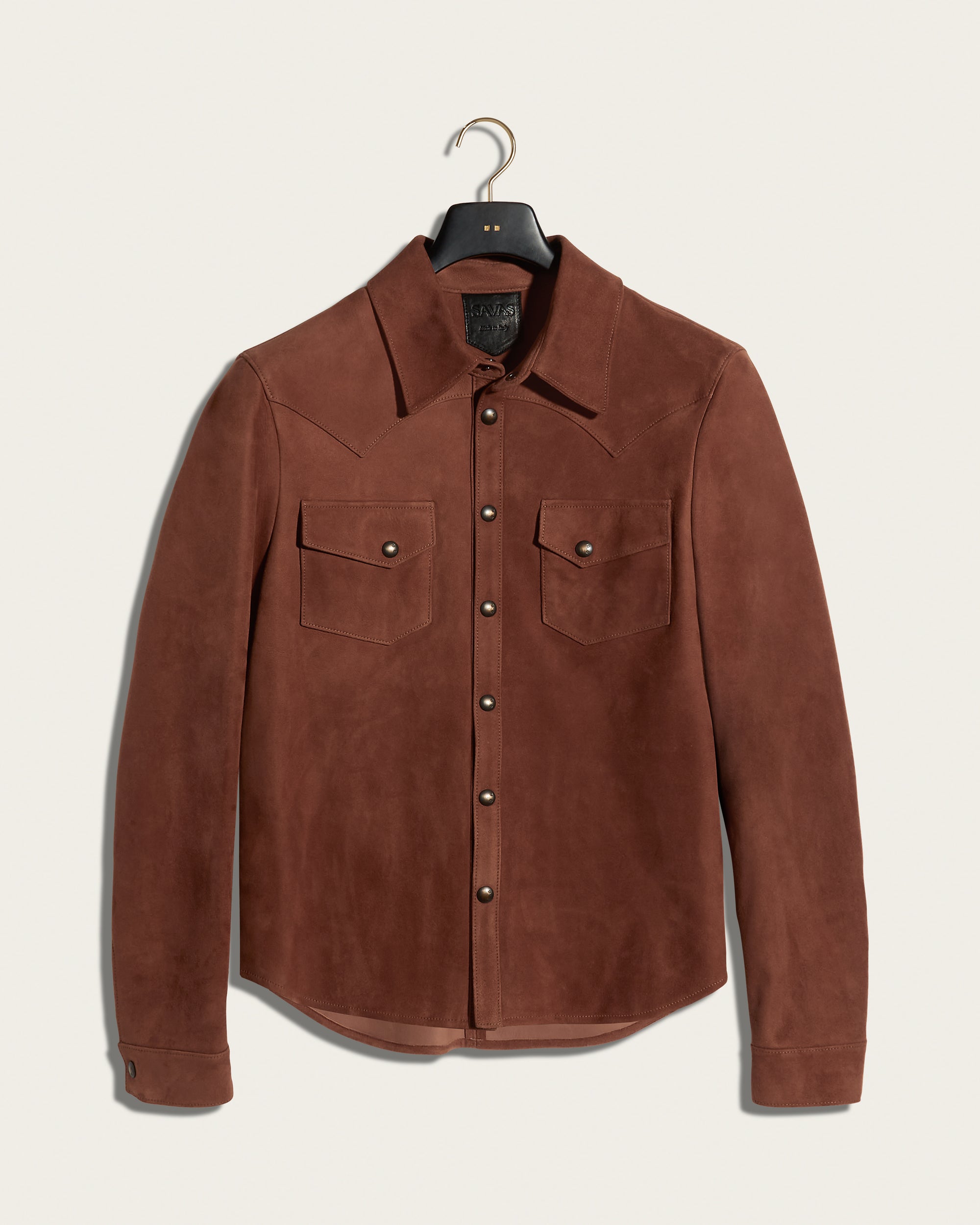 The Lowry Shirt: Terracotta Lamb Suede