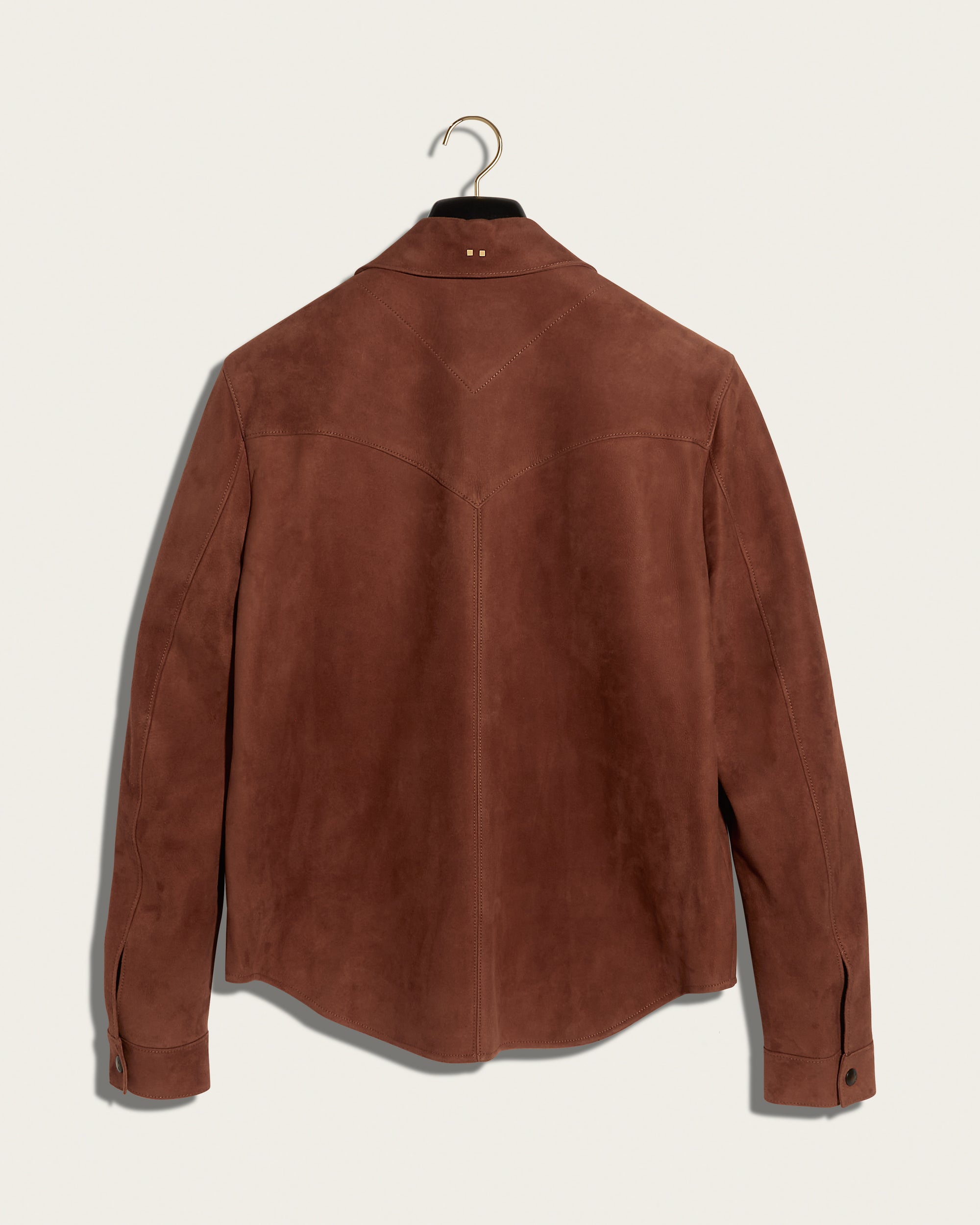 The Lowry Shirt: Terracotta Lamb Suede