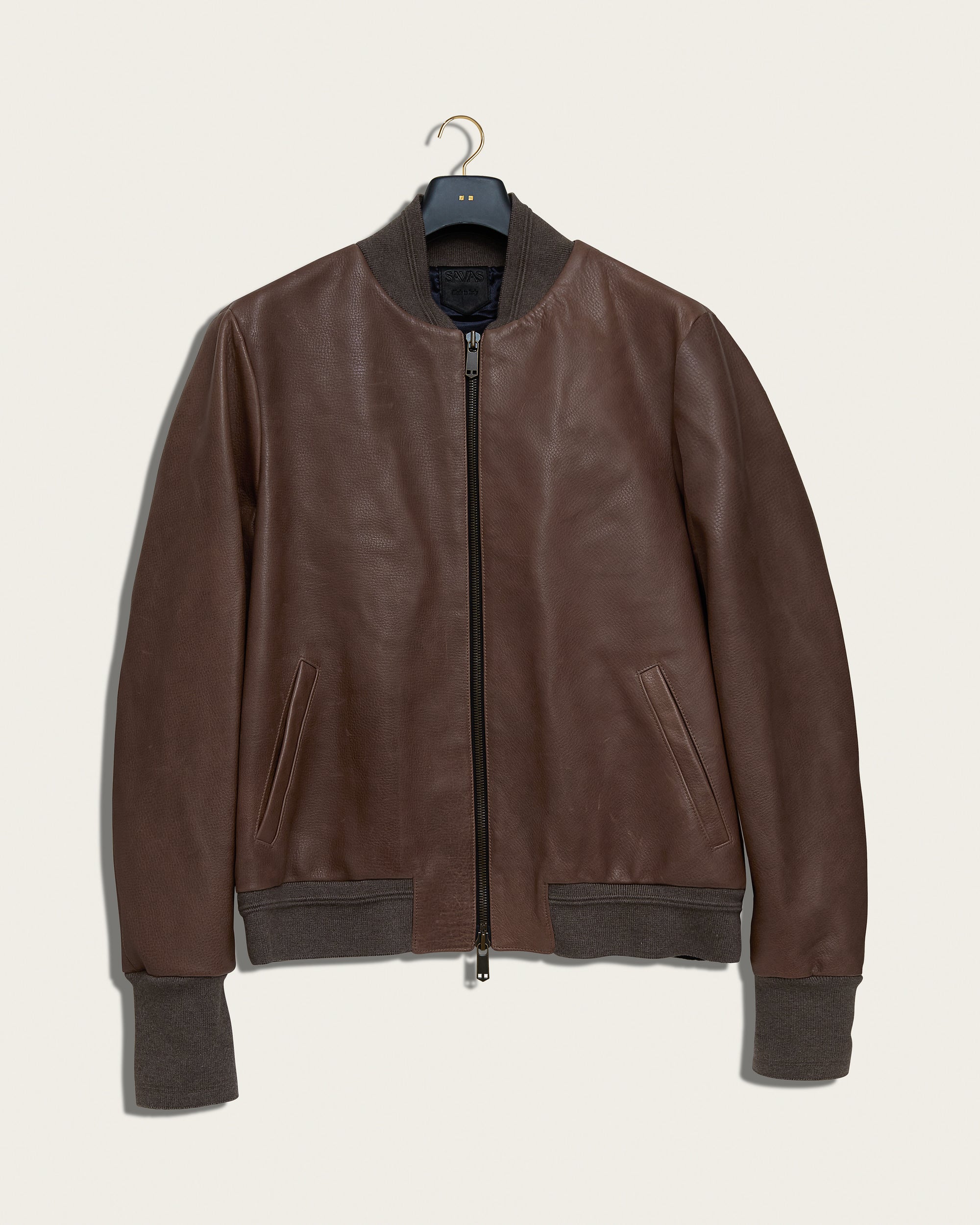 The Roll Bomber Jacket: Walnut Pull Up Lamb