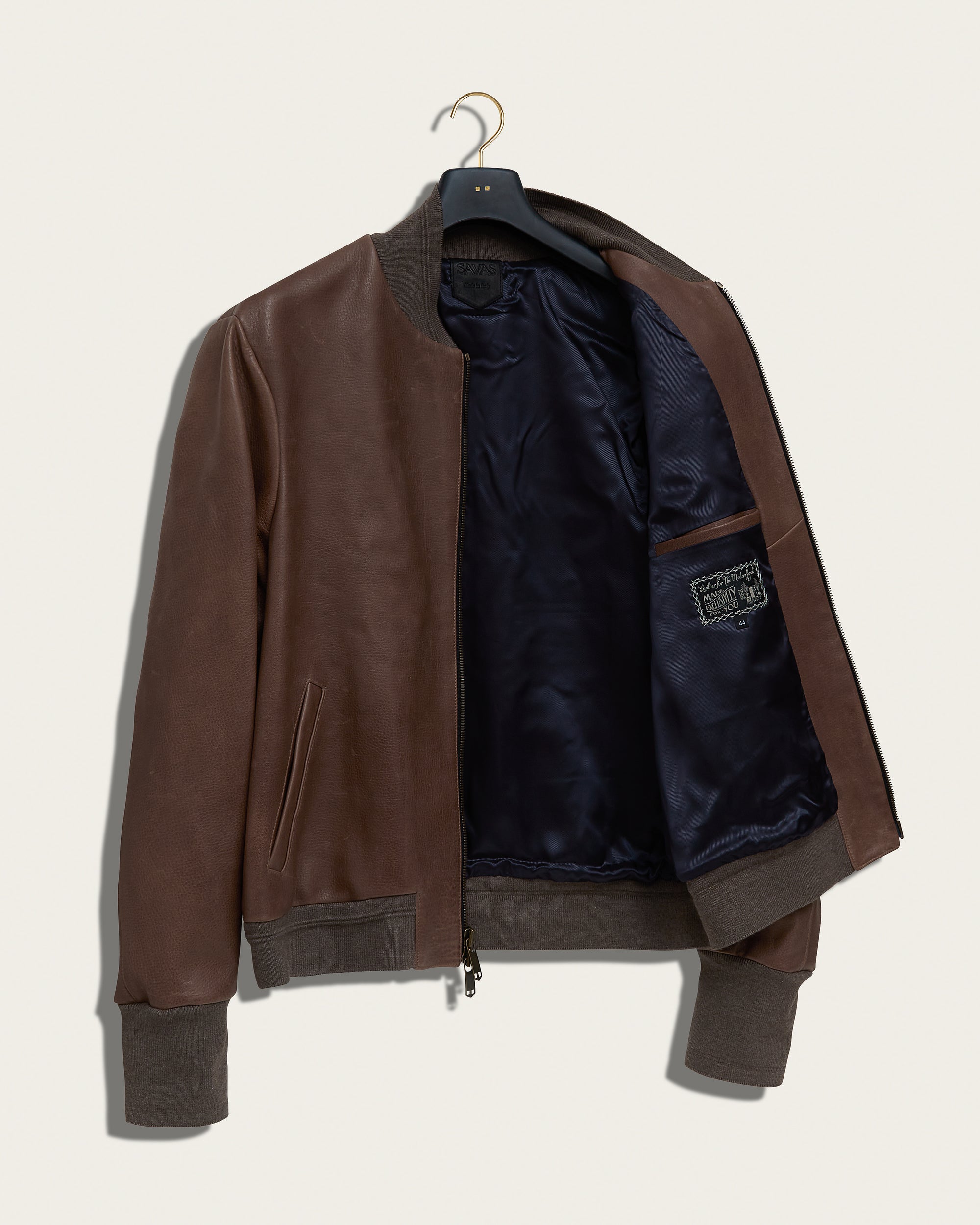 The Roll Bomber Jacket: Walnut Pull Up Lamb