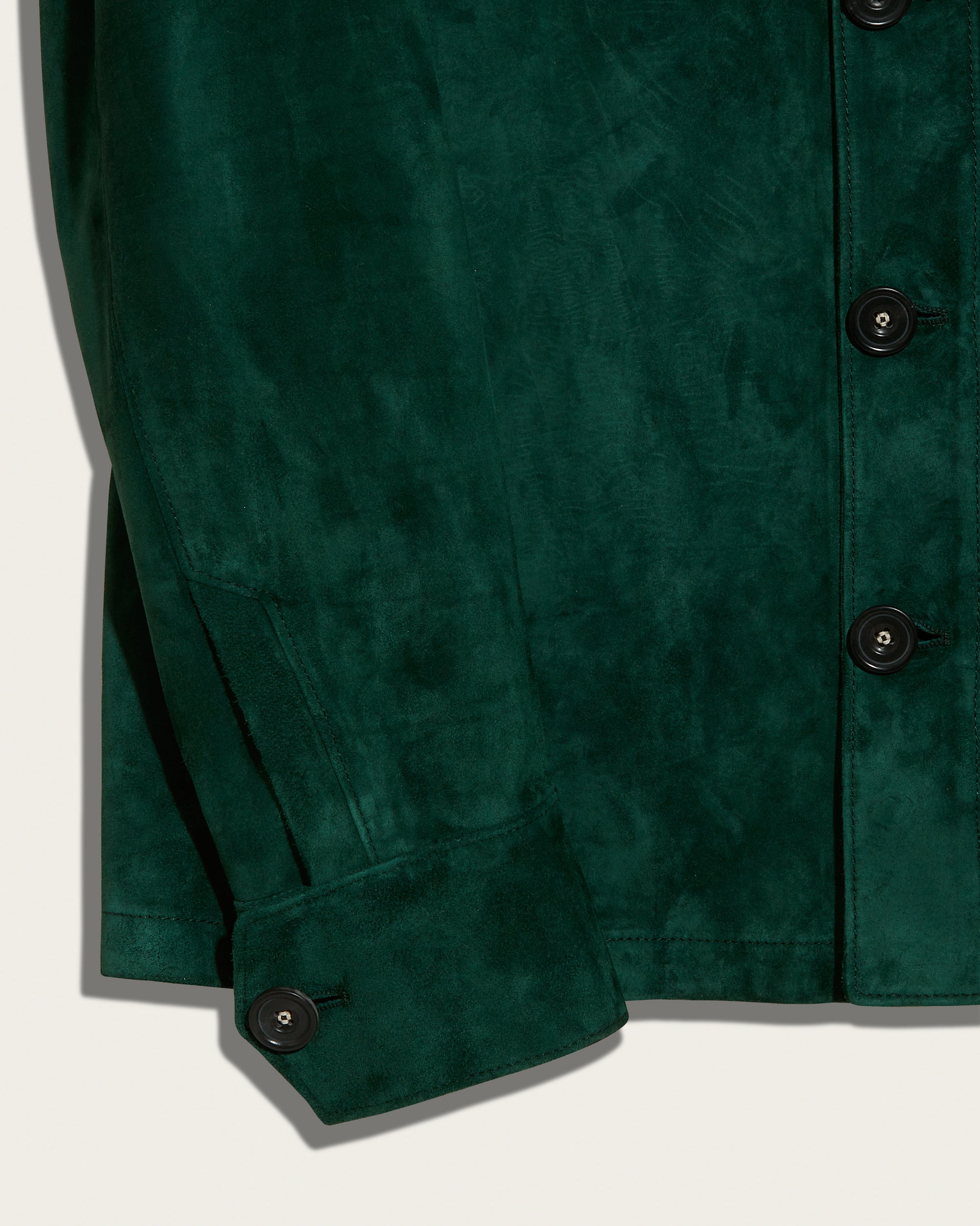 The Roving Jacket: Pine Wedgewood Suede