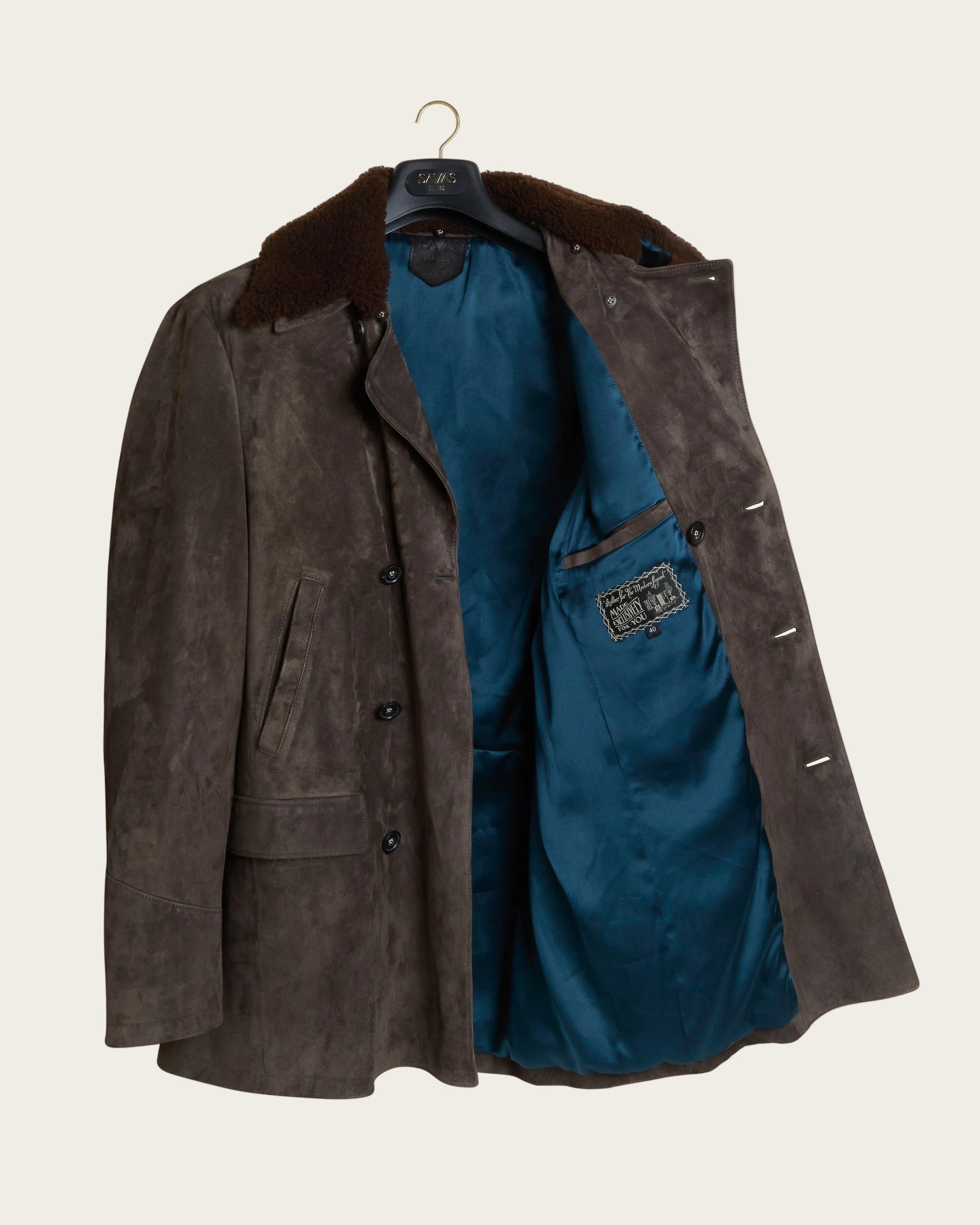 The Condor Peacoat: Basalt Wedgewood Calf Suede