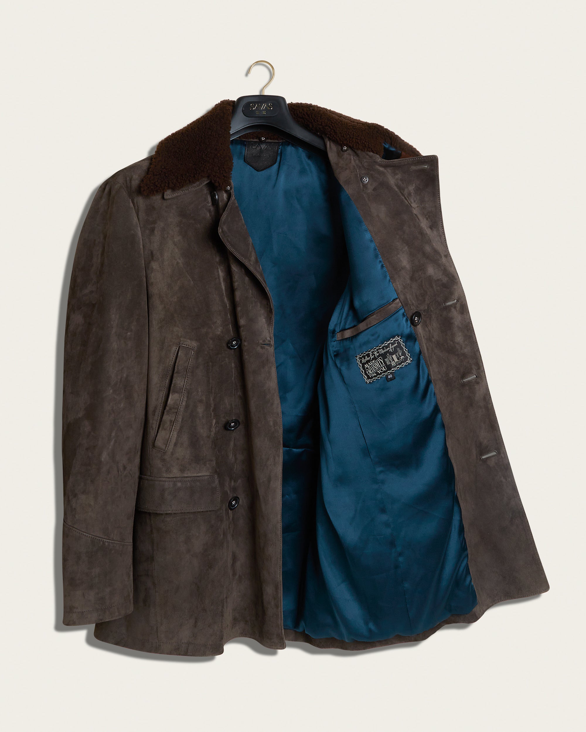 The Condor Peacoat: Basalt Wedgewood Calf Suede