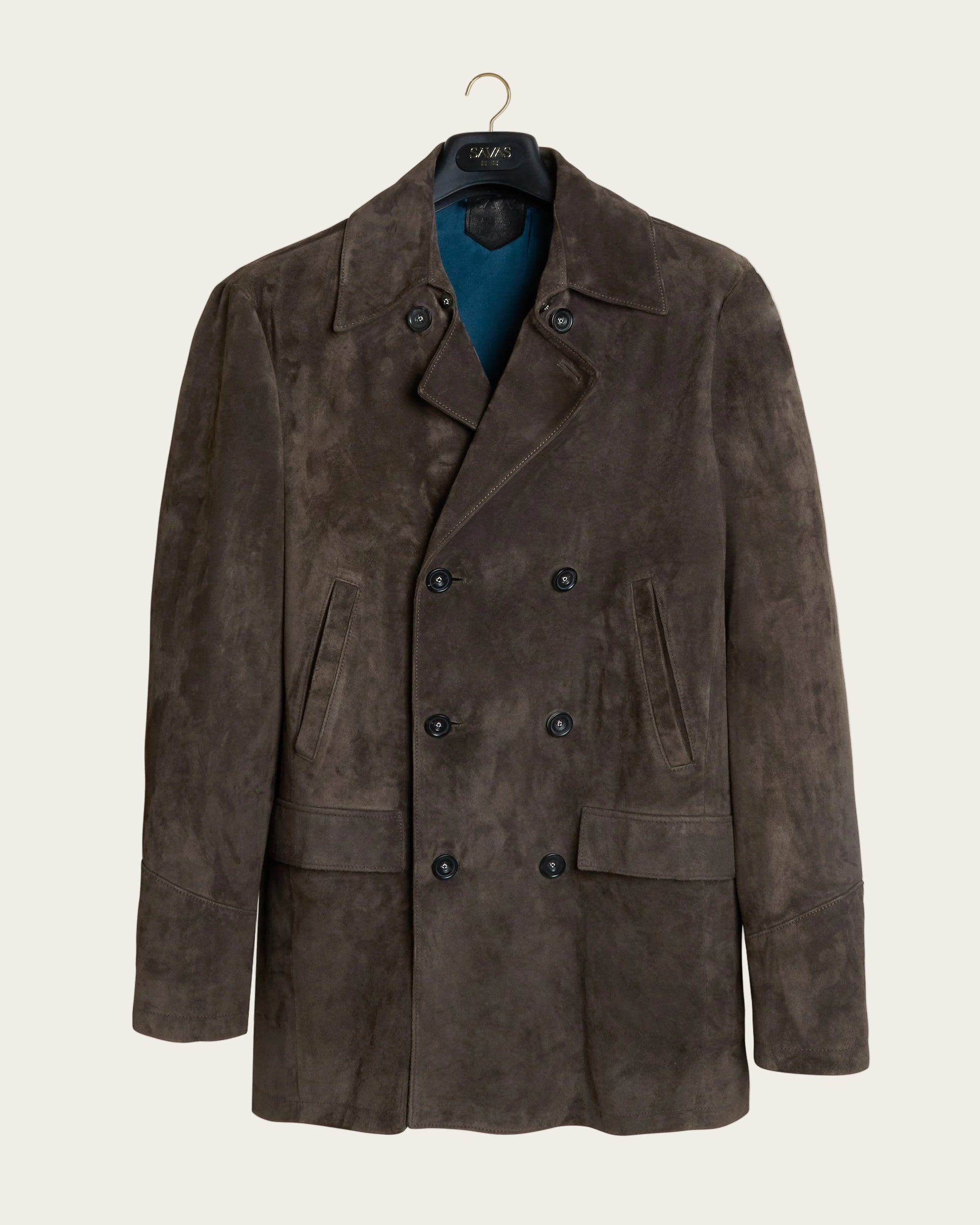 The Condor Peacoat: Basalt Wedgewood Calf Suede